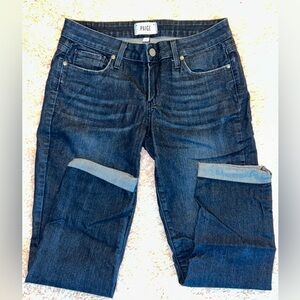 PAIGE Women's Deep Indigo Ankle Jeans Low Rise